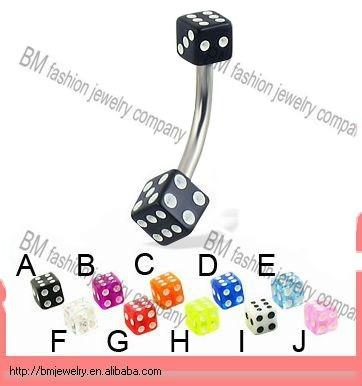 China Punk Acrylic dice free belly button rings piercing body jewelry for sale