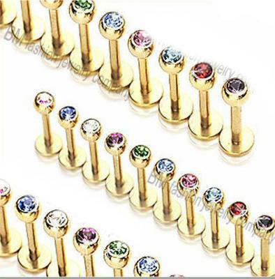 China Punk Gold Crystal Lip Rings Labret Jewelry Body Piercing for sale