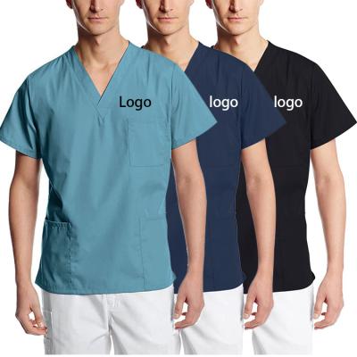 China Top+Pant Fashion Design Short Sleeve Scrubs Uniforms Mens V Neck Scrubs Set Medical Tops Scrubs Men for sale