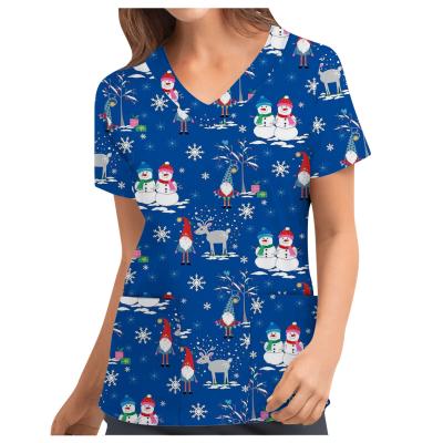 China Printing Scrub Tops Medical Christmas Srubs Scrubs Nurse Uniform With Design Private Label Stretch Doctor Woman To Scrub Medical Uniform for sale