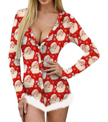 China Hot QUICK DRY Product Ideas New 2021 Long Sleeve Christmas Pajamas Rompers And Overalls Rompers For Women for sale