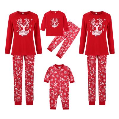 China Breathable Mommy and Me Daddy Christmas Holiday Red Color Bamboo Family Matching Pajamas for sale