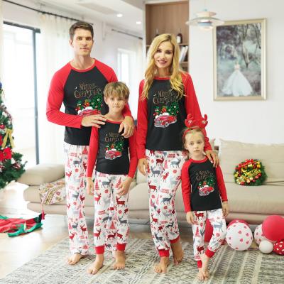 China Family Breathable Pajamas Christmas Winter Long Sleeve Shirt and Family Matching Pants Cotton Holiday Pajamas for sale