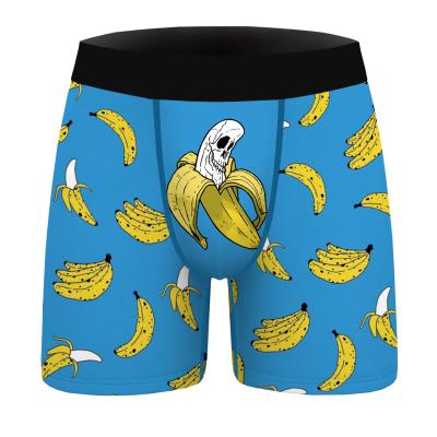 China Antibacterial Hot Selling Banana Men's Funny Blue Color Boxer Shorts Cartoon Style for sale