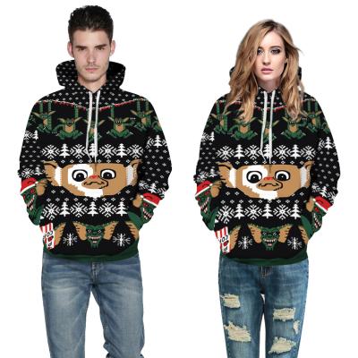 China Anti-pilling christmas sweatshirt couples matching pullover 3d graphic printing hoodies for couples for sale