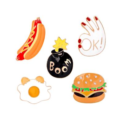 China Cute Christmas Cartoon Decoration Clothing Burger Sausage Custom Enamel Lapel Pin Badges for sale