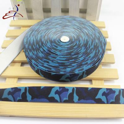 China Fashion Sustainable Heat Transfer Printed Camouflage Elastic Webbing Eyewear Strap for sale