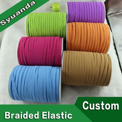 China Custom Polyester Braid White Flat Elastic Band Viable for sale