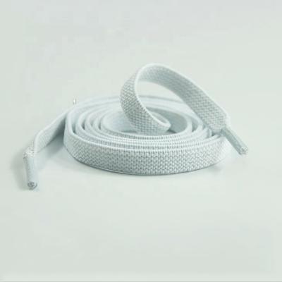 China Factory bulk cheap flat white polyester flat elastic laces with plastic tips for sale for sale