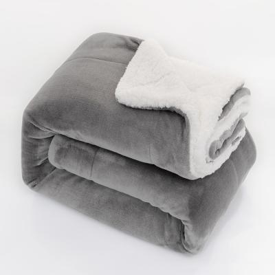 China 2 Layer Anti Static Wholesale Throw Blankets Flannel And Sherpa Blanket For Living Room for sale