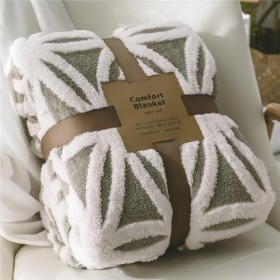 China High Quality 2 Layers Anti Static Leaves Pattern Sherpa Fleece Throw Blankets For Winter for sale