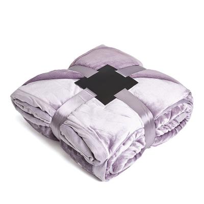 China Promotion Antistatic Custom Logo Pure Color Smooth Fleece Throw Blankets Manufacturer for sale