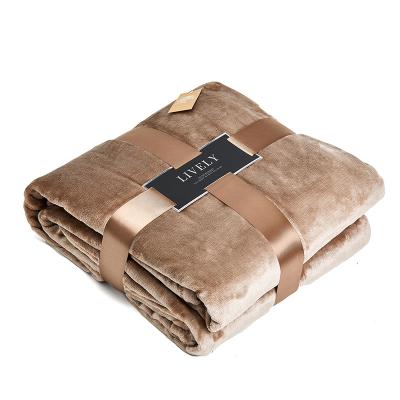 China Sustainable High Quality Soft Feeling Flannel Fleece Promotional Throw Blanket With Box for sale