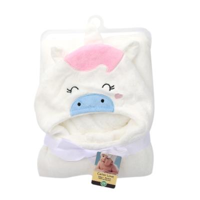 China Anti-static Soft Cute Animals Design Custom Feeling Baby Throw Hooded Blankets for sale