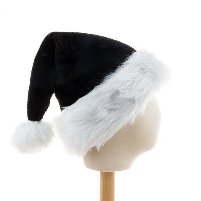 China Christmast Ornament Black Plush Christmas Hat Thickened Ball Halloween Party for sale