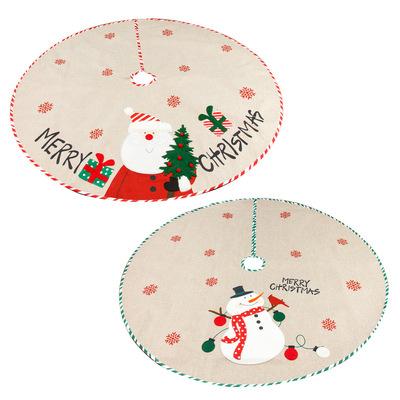 China Christmast Ornament 2021 New Embroidered Christmas Tree Skirt Canvas Decorations for sale