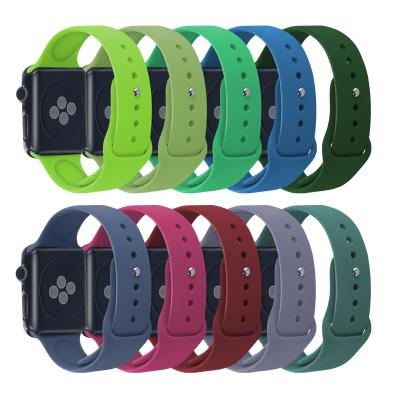 China Adjustable silicone and light weight suitable Apple watch iwatch universal silicone dual strap buckle strap for sale