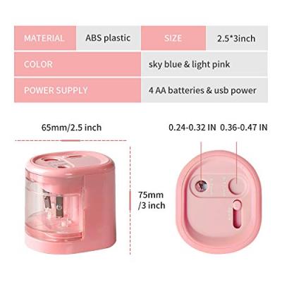 China LULAND Durable Electric Pencil Sharpener Double-Hole 0.23-0.31 inch and 0.35-0.47 inch USB or Battery Operated Kids Safety for School for sale