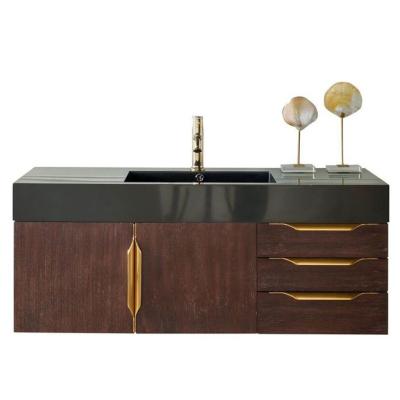 China Modern Classic Bathroom Coffee Oak Wooden Vanity Single Cabinets for sale