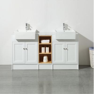 China 48 Inch Modern European Style Floor Standing Solid Wood Bathroom Cabinet With Vessel Sink for sale