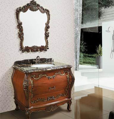 China CLASSIC Hand Carve Solid Wood Bathroom Cabinet With Marble Countertop for sale