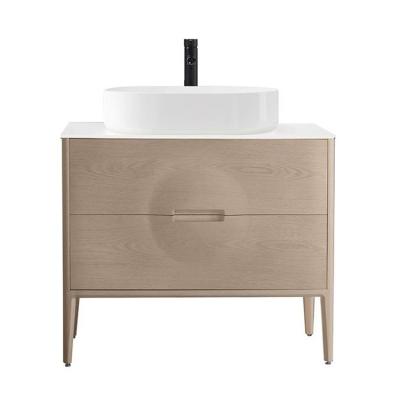 China Modern Whitewash Oak Modern Bathroom Free Standing Vanity for sale