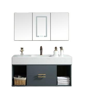 China Modern Hanging Bathroom Furniture With LED Mirror Cabinet for sale