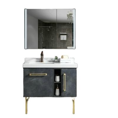 China 2021 Popular Modern Plywood Bathroom Furniture With Gold Legs for sale