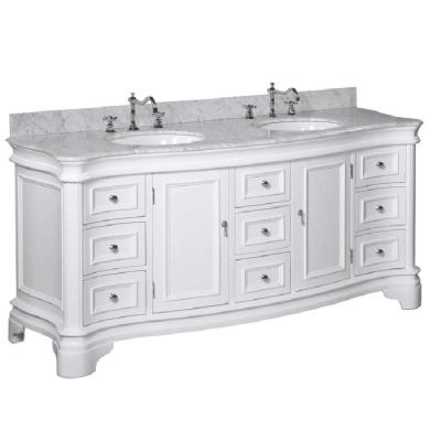 China Modern European Style Double Sink White Hotel Bathroom Vanity for sale