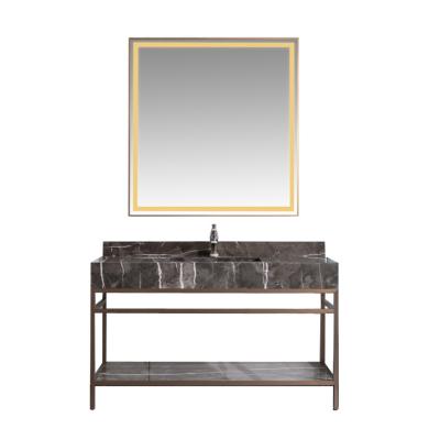 China Contemporary Hosiptality Casegoods 304# Stainless Steel Bathroom Vanity With Marble Vanity Sink for sale