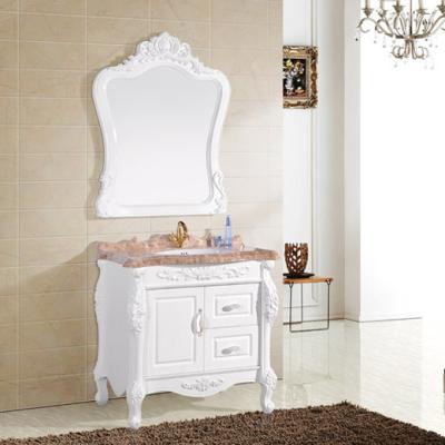 China CLASSIC Classic PVC Cheap Bathroom Cabinet With Wooden Border Mirror for sale