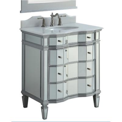 China Easy Cleaned Modern Mirrored Bathroom Vanity With Storage for sale