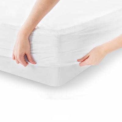 China Single Hotel Bleached Elastic White Cotton Matrails 100% Fitted Bed Sheet Sets for sale