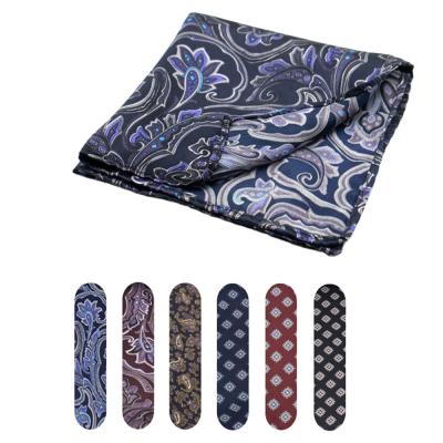 China Goods Customized Wholesale Cheap Men 100% Silk Jacquard Woven Machine Quilted Edge Handkerchiefs Pocket Square for sale