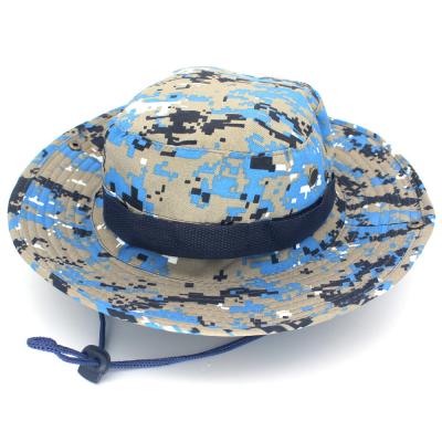 China Mens Womens Embroidery Bucket Hat COMMON Custom Plain Camouflage Safari Drawstring Sun Outdoor Fishing Hunting Hats Boonie Hats Metal Eyelets for sale