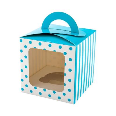 China Baking Tek Disposable Teal Paper Cupcake Window Box Square for sale