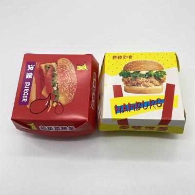 China Disposable Eco Friendly Compostable Hamburger Hamburger Ivory Paper Box for sale