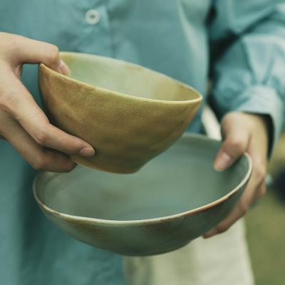 China Wholesale Viable Rustic Style Fambe Design 5.5/8 Inch Stoneware Ramen Bowl Set for sale