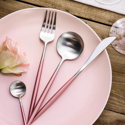 China Factory direct sale sustainable sliver stainless steel honey spoon with pink handle for sale