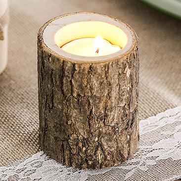 China Bulk Wedding Wood Best Selling Home Decor Christmas Tealight Tree Stump Rustic Candle Holders for sale