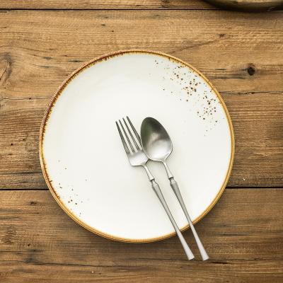 China Viable High Quality Flawless Gold Color Spray Rim Dinner Shallow Dinner Plates for sale