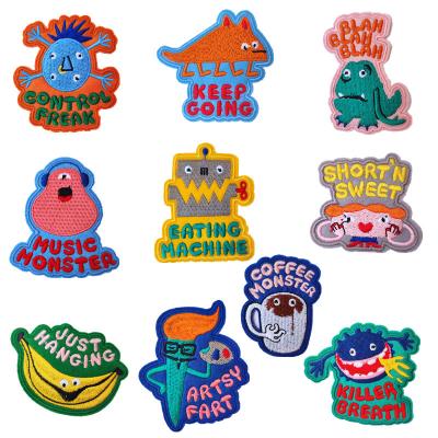 China 3D Embroidery Cloth Stickers Patch Bag Shoes Hats Diy Decoration Cartoon Animation Self Adhesive Patches for sale