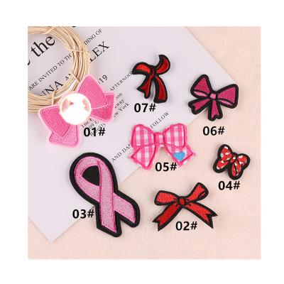 China Other Color Cute Pink Bowknot Felt Patches Children's DIY Accessories Red Ribbon Embroidery Cloth Sticker Patches for sale