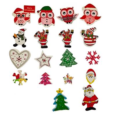 China Viable hand-painted Christmas tree decoration DIY wooden buttons mixed to color creative wood scraps for sale