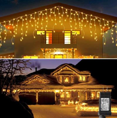 China Waterproof Christmas Lights Icicle Garland Curtain Light 4m 96 LED Drop Window Fairy Icicle Led String Light for sale