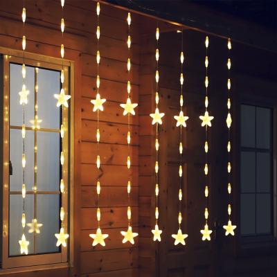 China Eco-friendly Waterproof 144Led Star Icicle Light Fairy Lights Curtain Wall LED String Lights For Christmas Party Wedding Decoration for sale