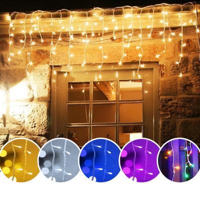 China Festival Decoration Led Curtain 220V 4m Window Curtain Wholesale 10m String Christmas Fairy Lights Outdoor Christmas Icicle Lights for sale