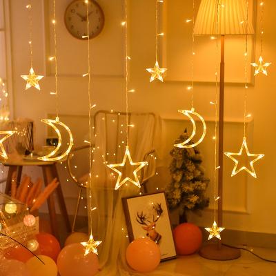 China Stars String Holiday Bestselling Icicle Twinkle Star Waterfall Wedding Fairy String Window Christmas Security Led Curtain Lights for sale