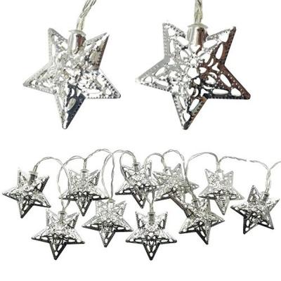 China Stars String Light Christmas Metal Pentagon Lights Battery Operated LED String Lights for sale