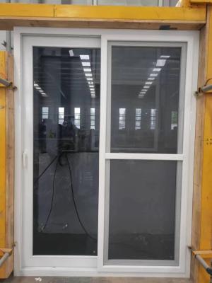 China Modern White PVC Sliding Door Waterproof Horizontal Tempered Glass Sliding Door for sale